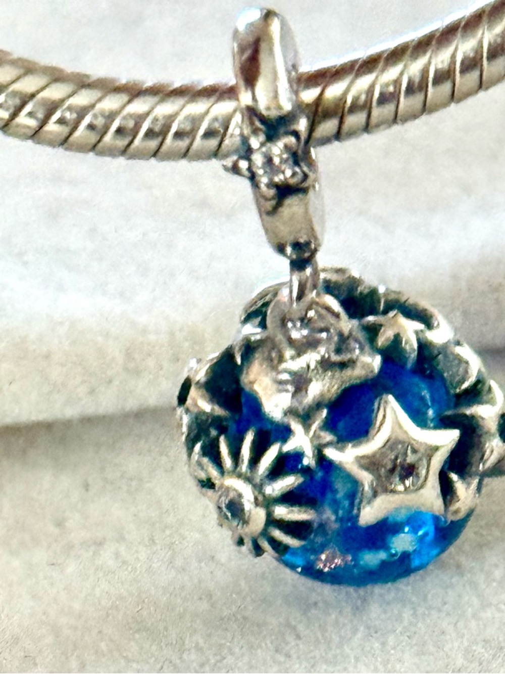 Blue Celestial round Murano Charm Pendant  fit Pandora bracelets